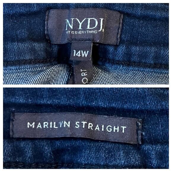NYDJ Jeans Marilyn Straight Leg Dark Wash Mid Rise Slimming Women’s Size 14W - Picture 5 of 7